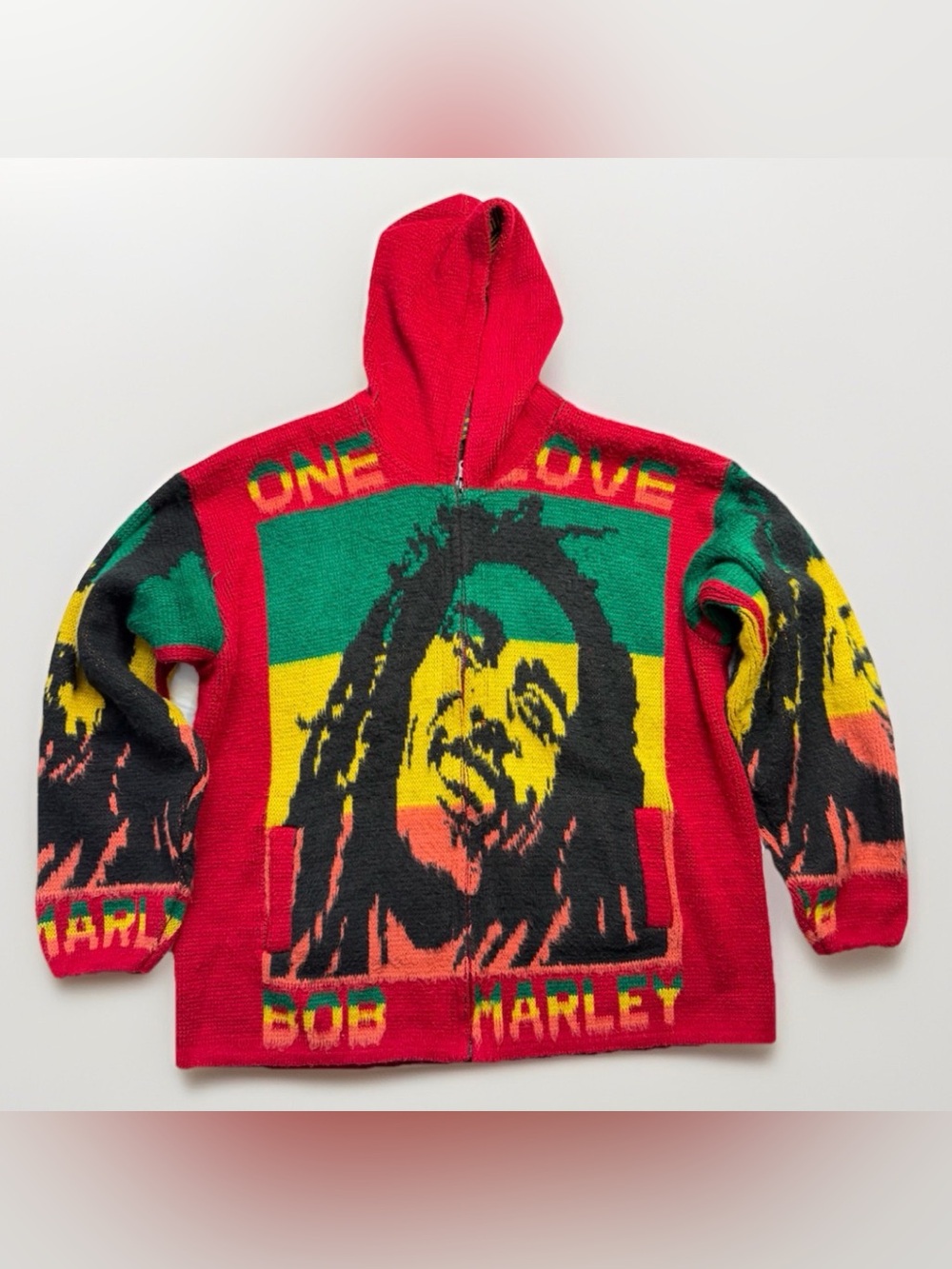 Tejidos Ruminahui Bob Marley One Love Sweater Jacket M Zip-up Alpaca Wool Blend